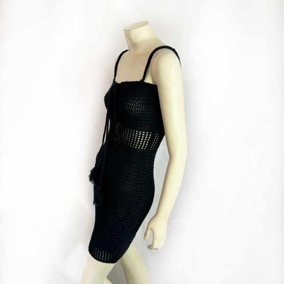 Miou Muse Black Crochet Mini Dress Size M - Picture 4 of 7